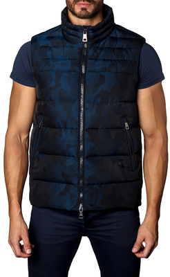 Jared Lang Stand Collared Camo Puffer Vest