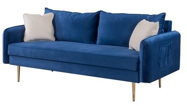 Everly Quinn Willaurie 70.85" Velvet Round Arm Slipcovered Sofa Fabric:  Blue Velvet - ShopStyle