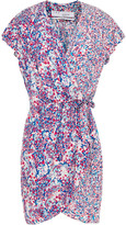 Thumbnail for your product : IRO Manza Shirred Printed Crepe De Chine Mini Wrap Dress