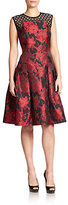 Thumbnail for your product : Carmen Marc Valvo Lace-Top Brocade Dress