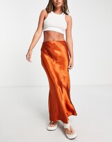 Thumbnail for your product : Topshop satin bias maxi skirt in rust