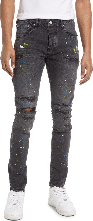 Mens Black Jeans Paint Splatter ShopStyle