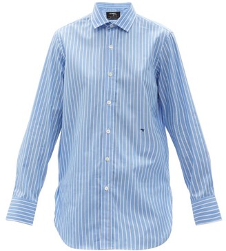 HommeGirls Logo-embroidered Cotton-twill Shirt - Blue Stripe
