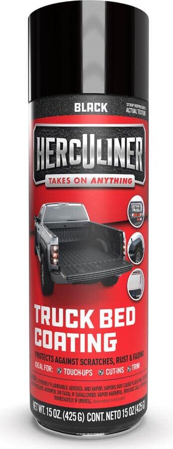 Herculiner 15 Oz. Solid Flat/Matte Black Exterior Aerosol Spray Paint Truck Bed Liner