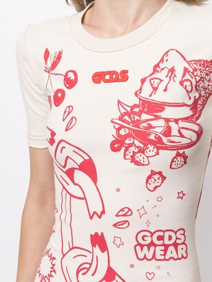 GCDS asymmetric element T-shirt dress