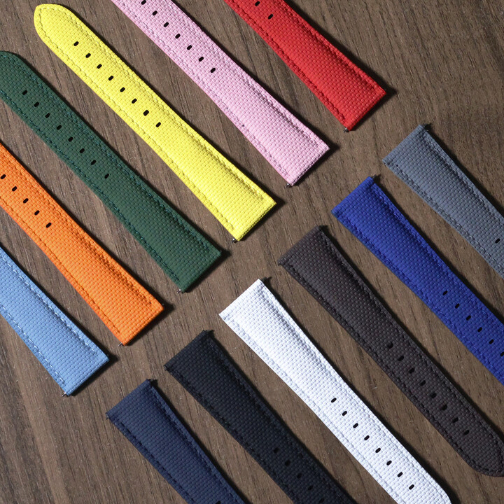 Fit For SEIKO Omega Swatch Universal Watch Sailcloth Signature FKM Rubber Watch Strap with Deployant Buckle Watch Band