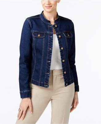 Charter Club Mandarin-Collar Denim Jacket, Created for Macy's