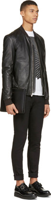 BLK DNM Black Leather Classic Bomber Jacket