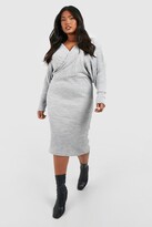 Thumbnail for your product : boohoo Plus Wrap Knitted Midi Dress