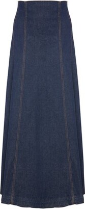 Ladies Long Flared Stonewash Stretch Denim Skirt 30 & 35 Lengths Sizes 10 to 22 