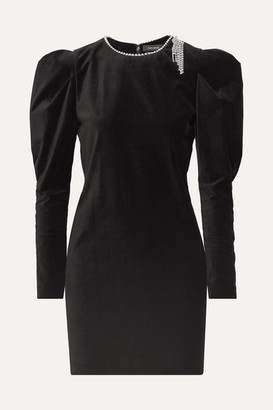 Isabel Marant Ziane Crystal-embellished Velvet Mini Dress - Black