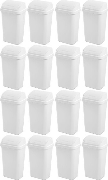 Sterilite 13 Gallon Plastic Swing Top Spave Saving Flat Side Lidded Wastebasket  Trash Can For Kitchen, Garage, Or Workspace, White (4 Pack) : Target
