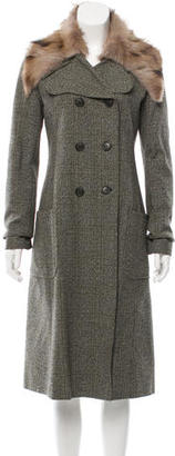 Miu Miu Fur-Trimmed Tweed Coat