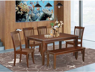 August Grove Lamkin 6 - Piece Rubberwood Solid Wood Dining Set