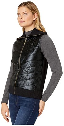 MICHAEL Michael Kors Sweater Back Puffer Vest (Black) Women's Clothing