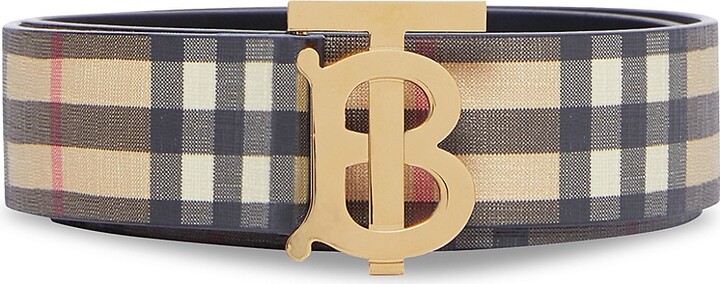 Burberry Monogram Hand-Painted Vintage Check E-Canvas Leather Belt -  ShopStyle