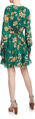 Bardot Becky Floral-Print Long-Sleeve Ruffle Dress
