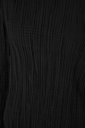 McQ Striae Plissé-crepe Midi Dress - Black