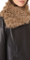 Thumbnail for your product : Zero Maria Cornejo Leather Jacket with Shearling Collar