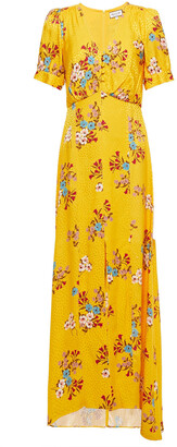 Paul & Joe Jaune gathered floral-print satin-jacquard maxi dress - Yellow - FR 36