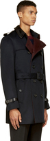 Thumbnail for your product : Burberry Navy Wool & Leather Classic Trench Coat