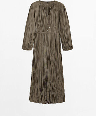 【Massimo Dutti】Pleated midi dress Pleated midi dress · Black · Caps And Hats | Massimo Dutti