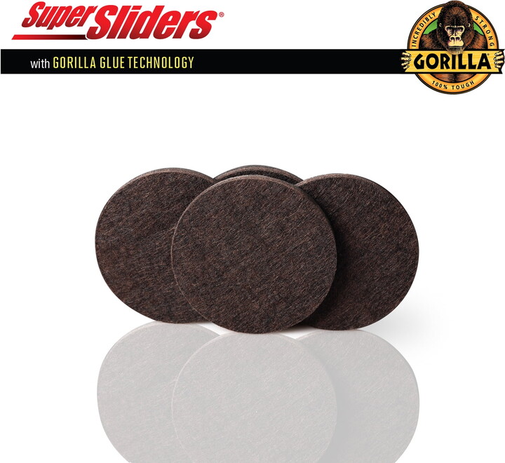 Super Sliders 2 3/4" Round Felt Pads for Hardwood, Brown (4 Pack)