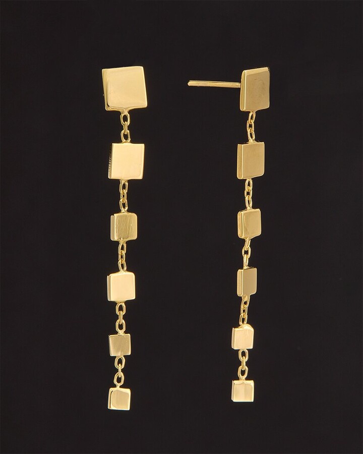 Italian Gold 14K Graduated Square Drop Earrings