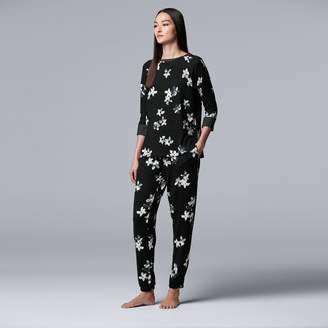 Vera Wang Women's Simply Vera Printed Sleep Top & Banded Bottom Pajama Set