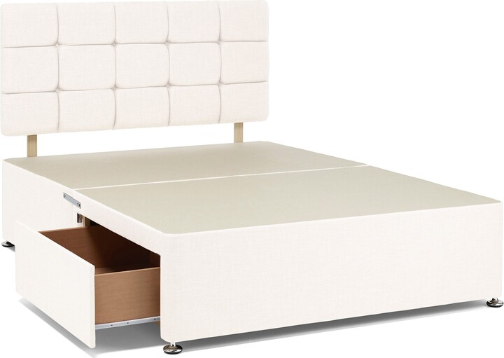 Dunelm Universal 2 Drawer Linen Divan Base with Headboard White ShopStyle
