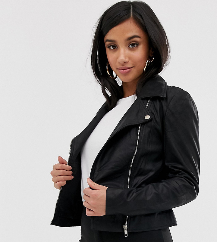 petite real leather jacket