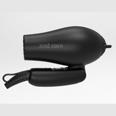 Jose Eber Ultra Mini Hair Dryer - Black - 5.5x5.9" Foldable For Travel, Lightweight Design, Styling Nozzle, Tool For All Hair Types, 1200 Watts