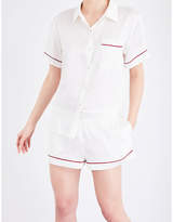 Thumbnail for your product : Asceno Rio Edged silk-satin pyjama shorts