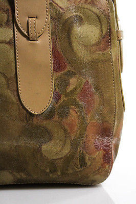 Sondra Roberts Beige Leather Abstract Print Double Strap Shoulder Bag