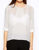 Thumbnail for your product : By Zoé Woven T-Shirt with Contrast Sheer Panels