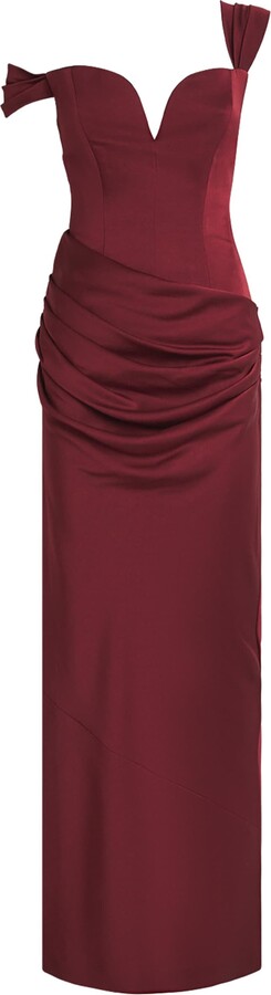 Alex Perry Satin Crepe Off-Shoulder Gown