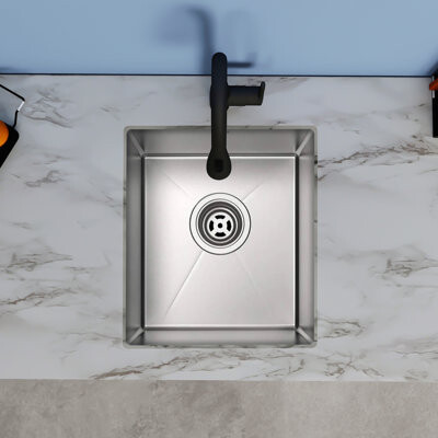 Topcraft 15" x 17" Undermount Kitchen Sink, 16-Gauge Stainless Steel Single Bowl Sink With Basket Strainer