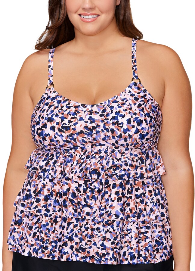 eVogues Plus Size Tiered Ruffle Tank Top