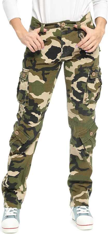 Aeslech Camo Cargo Trousers Women Combat Baggy Y2K Work Pants with Pockets Ladies  Army Outdoor Hiking Camo M US 16 - UK 18 - ShopStyle
