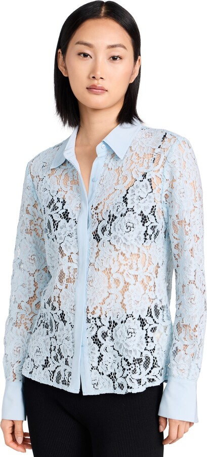 L'Agence Maia Lace Button Down Blouse