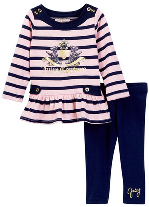 Juicy Couture Striped Scottie Dog Logo Tunic & Legging Set (Little Girls)