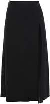 Thumbnail for your product : Carolina Herrera Silk Georgette-paneled Stretch Wool-crepe Midi Skirt