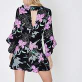 Thumbnail for your product : River Island Petite black floral print frill tea dress