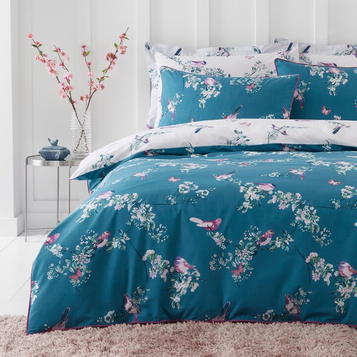 Dunelm Beautiful Birds Teal Duvet Cover and Pillowcase Set Teal (Blue) ShopStyle