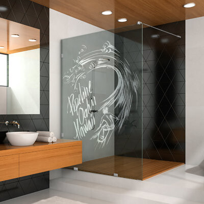 29-1/2 In W x 75 In H Elegant Walk-In Shower Screen with Laser Design