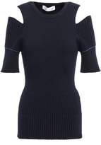 Thumbnail for your product : Victoria Beckham Cutout Ribbed Wool-blend Top