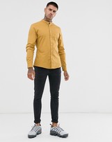 Thumbnail for your product : ASOS DESIGN stretch slim smart shirt in mustard with grandad collar