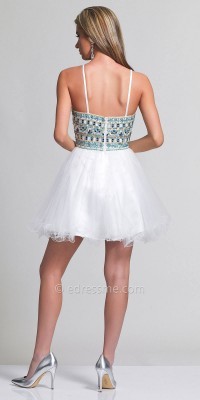 Dave and Johnny Beaded Tribal Pattern Tulle Prom Dress
