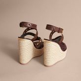 Thumbnail for your product : Burberry Riveted Leather Platform Espadrille Wedge Sandals