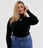 Thumbnail for your product : ASOS DESIGN Curve roll neck jumper in fine knit rib